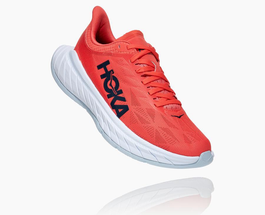 Hoka Carbon X 2 - Women's Running Shoes - Red/White - UK 964LQCSGD